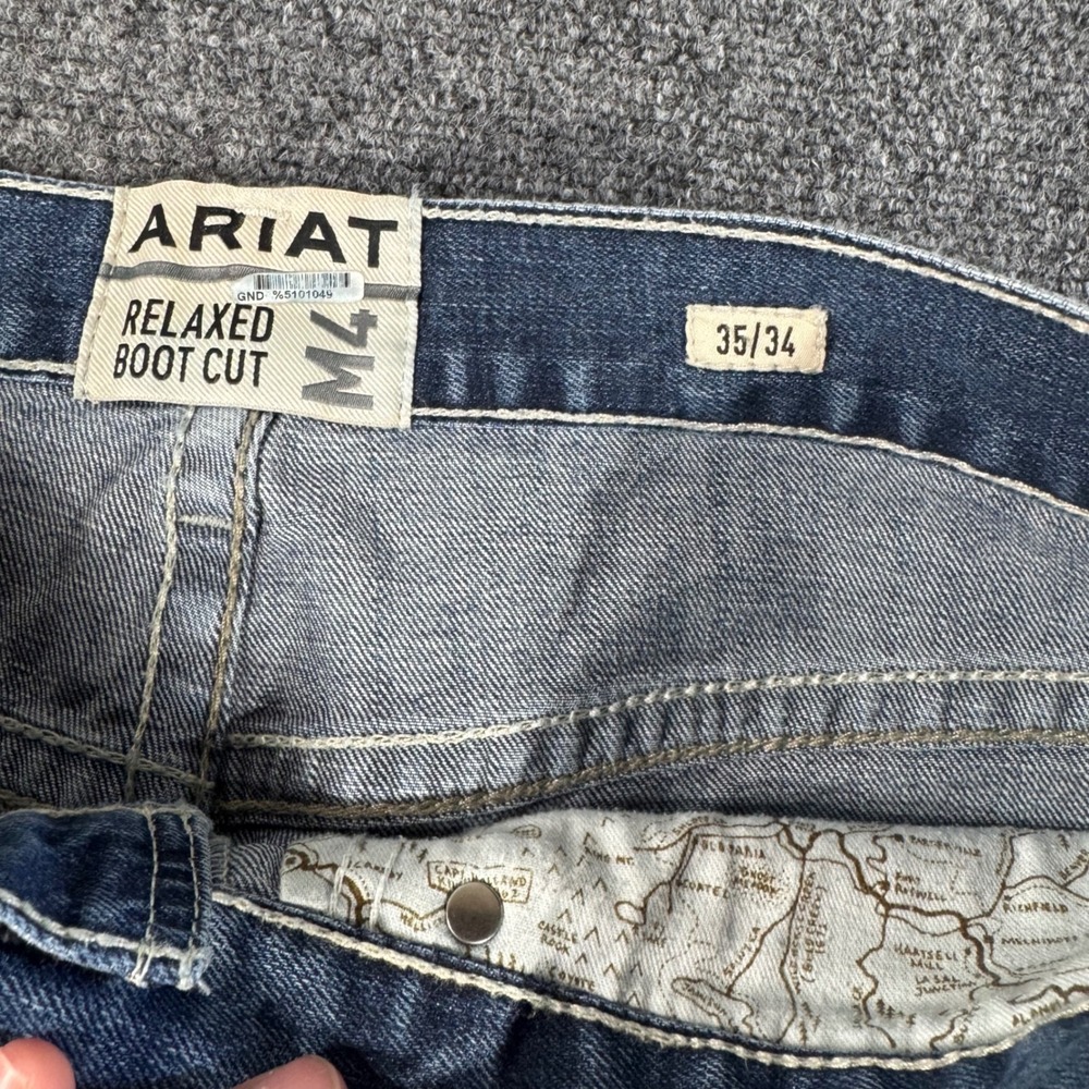 Ariat M4 Mens Relaxed Boot Cut Jeans Medium Wash Blue Denim 35x34 Workwear - Picture 3 of 7
